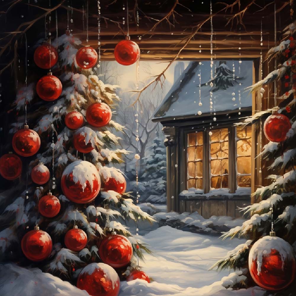 Rustic christmas scene cross stitch kit for beginners