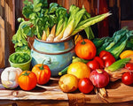 Rustic farm fresh veggies cross stitch kit for beginners