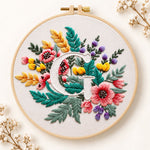 Rustic floral mix and letter g embroidery kit