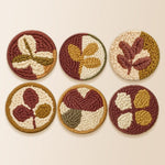 Rustic leaves punch needle coaster kit finished handmade coasters