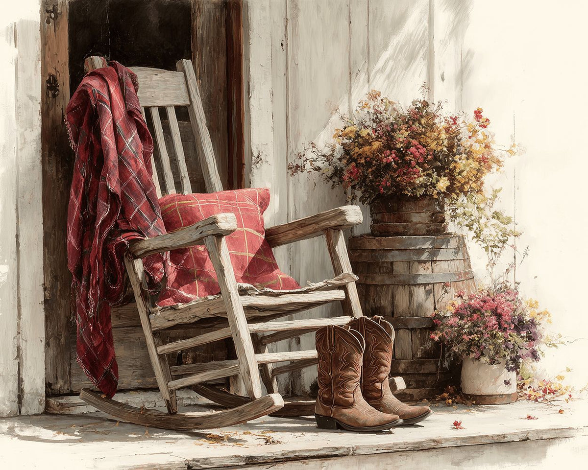 Rustic porch autumn vibes cross stitch kit for beginners