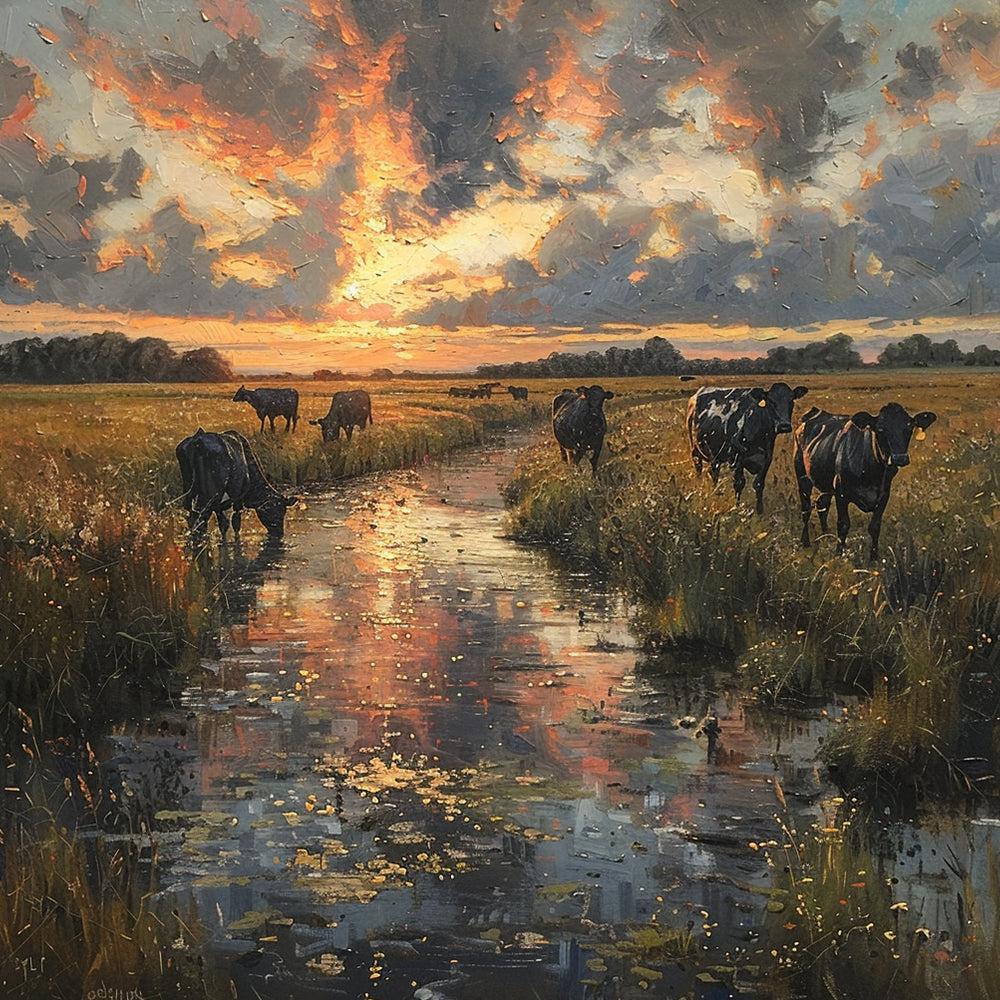 Rustic sunset pasture cross stitch kit for beginners