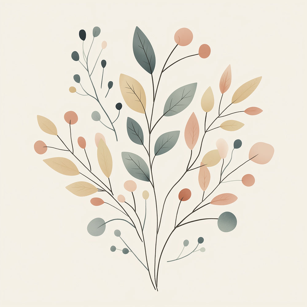 Sage green botanical leaves cross stitch kit for beginners