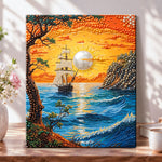 Sailing ship at golden hour pearl diamond painting kit for beginners