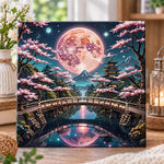 Sakura night moon landscape pearl diamond painting kit for beginners