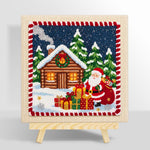 Santa and cabin christmas punch needle kit for beginners