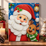 Santa and cute reindeer pearl diamond painting kit for beginners