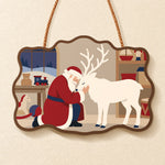Santa and reindeer bond paint by numbers door hanger finished design