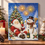 Santa and snowman fireworks celebration pearl diamond painting kit for beginners