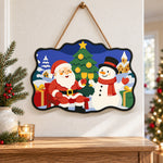Santa and snowman toast paint by numbers door hanger as indoor wall decor