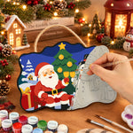 Santa and snowman toast paint by numbers door hanger painting process
