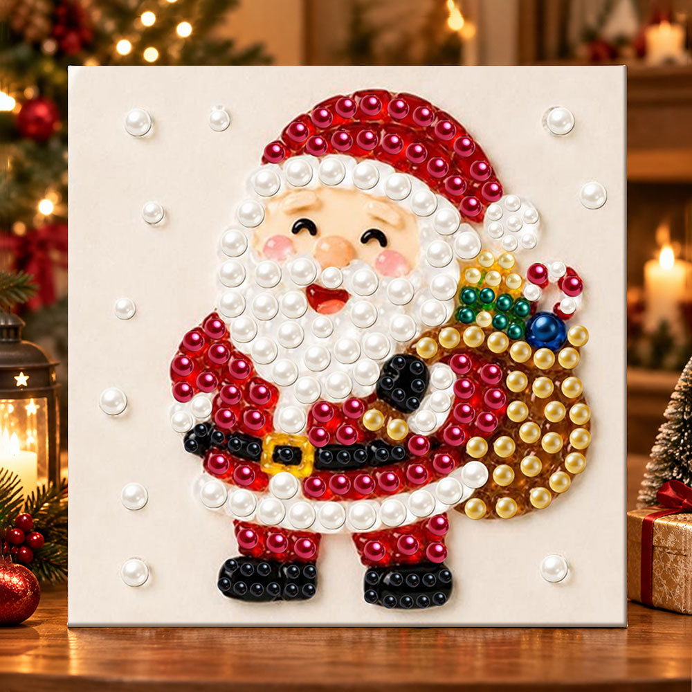 Santa carrying gift pouch pearl diamond painting kit for beginners