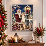 Finished santa checking wish list pearl diamond painting artwork displayed as holiday home decor