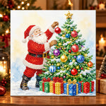 Santa decorating christmas tree pearl diamond painting kit for beginners