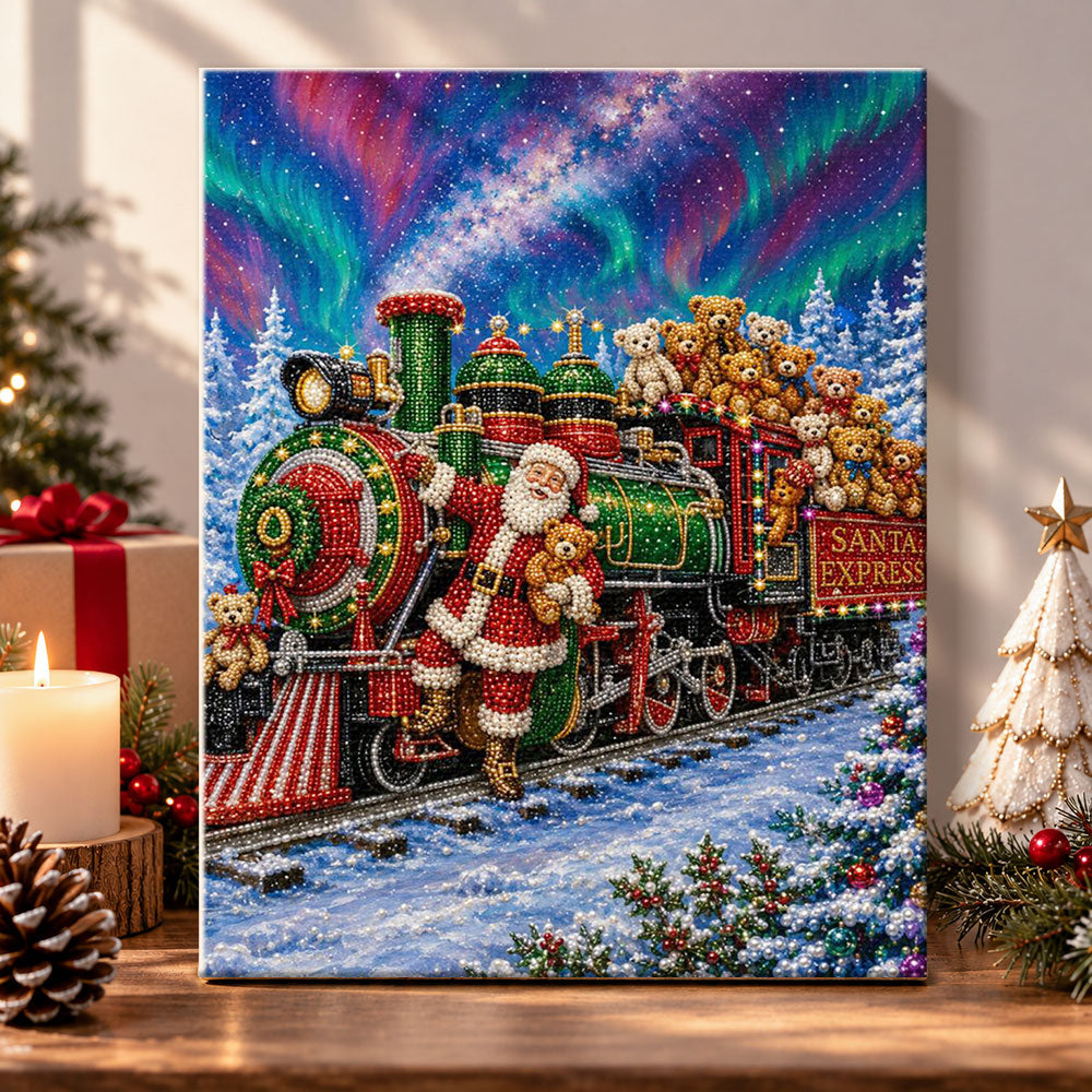 Santa express polar train pearl diamond painting kit for beginners