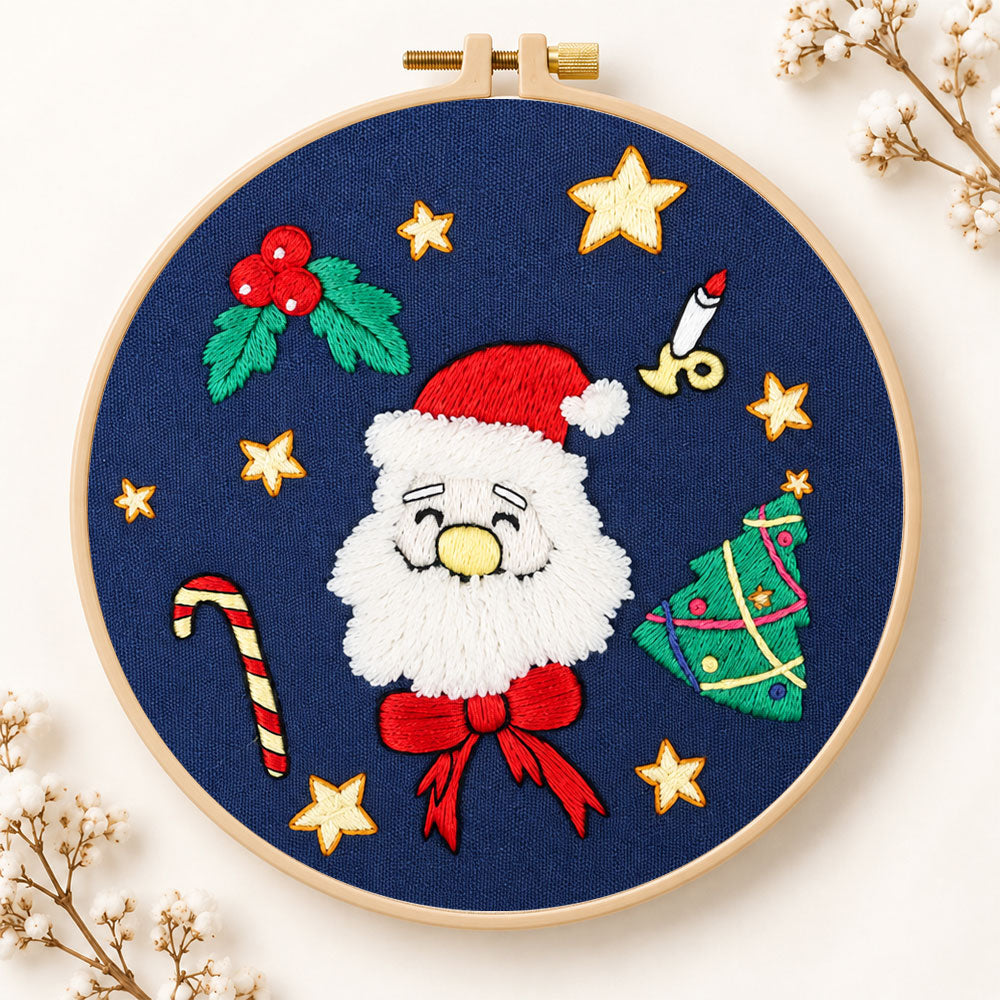 Santa face design embroidery kit