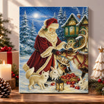 Santa feeding reindeer at night pearl diamond painting kit for beginners