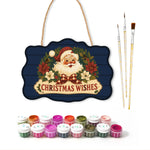 Santa floral wishes paint by numbers door hanger with paints and brushes