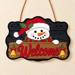 Santa hat snowman paint by numbers door hanger finished design