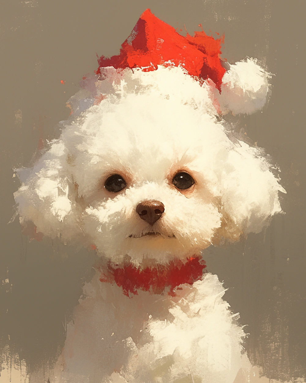 Santa hat white puppy cross stitch kit for beginners