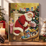 Santa hiding christmas gifts pearl diamond painting kit for beginners