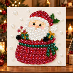 Santa hiding in gift sack pearl diamond painting kit for beginners