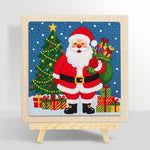 Santa holding gift sack punch needle kit for beginners