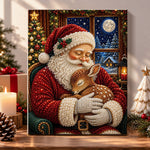 Santa holding sleeping fawn pearl diamond painting kit for beginners