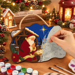 Santa kneels in prayer paint by numbers door hanger painting process