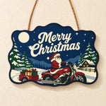 Santa motorcycle with gift trailer paint by numbers door hanger finished design