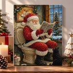 Santa reading newspaper on toilet pearl diamond painting kit for beginners