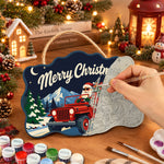Santa red off road jeep paint by numbers door hanger painting process