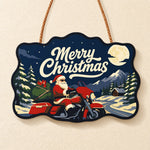 Santa red touring motorcycle paint by numbers door hanger finished design