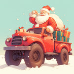 Santa red vintage truck cross stitch kit for beginners