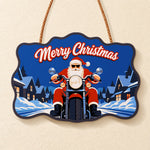 Santa riding motorcycle paint by numbers door hanger finished design