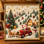 Santa ski holiday scene pearl diamond painting kit for beginners