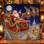 Santa sleigh under full moon pearl diamond painting kit for beginners