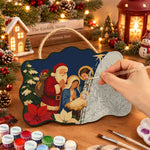 Santa visits nativity paint by numbers door hanger painting process