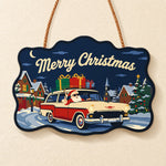 Santa wagon with gifts paint by numbers door hanger finished design