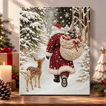 Santa walking through snowy woods pearl diamond painting kit for beginners