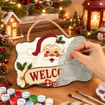 Santa welcome paint by numbers door hanger painting process