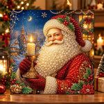 Santa with burning candle pearl diamond painting kit for beginners