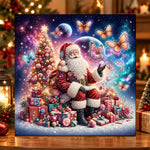 Santa with butterflies and gifts pearl diamond painting kit for beginners