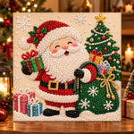 Santa with christmas gifts and tree pearl diamond painting kit for beginners