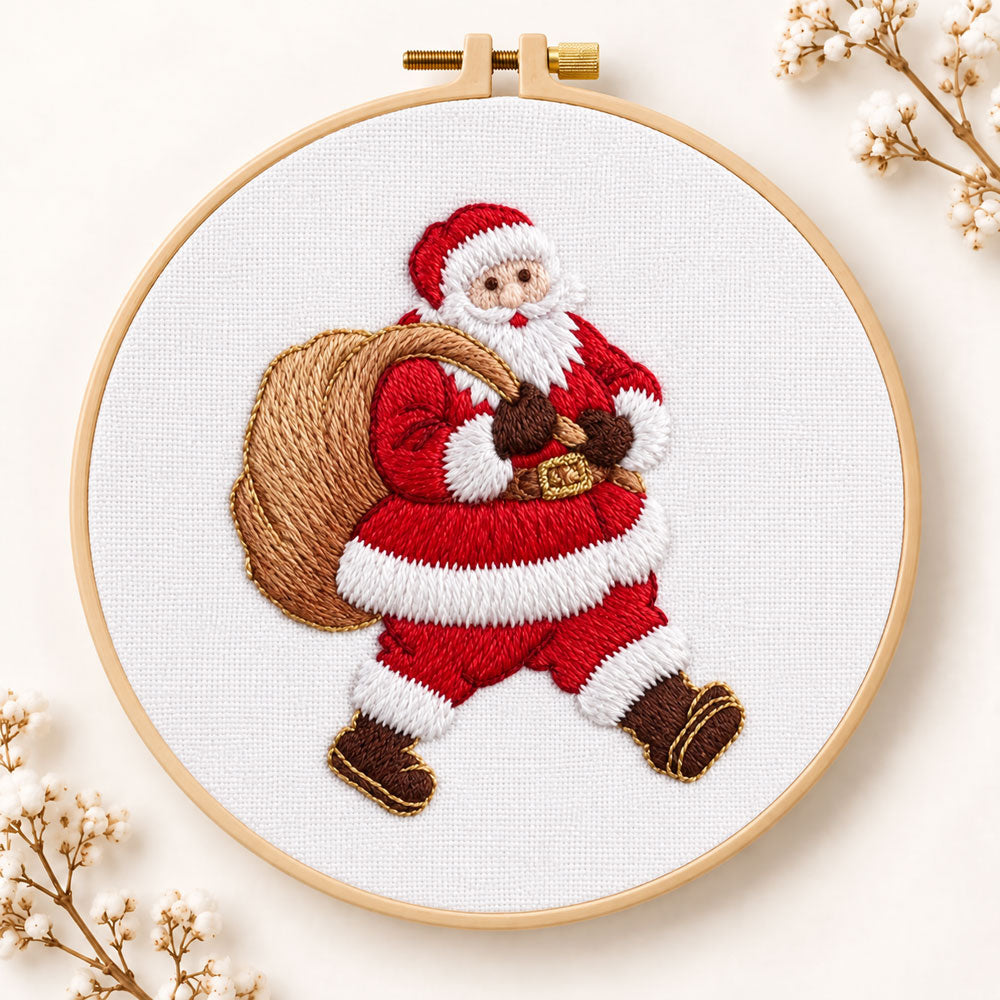 Santa with gift sack embroidery kit