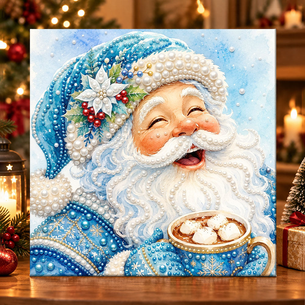 Santa with hot chocolate pearl diamond painting kit for beginners