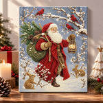 Santa with lantern in snow pearl diamond painting kit for beginners