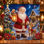 Santa with little reindeer pearl diamond painting kit for beginners