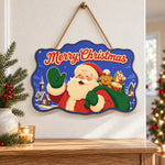 Santa with toy sack paint by numbers door hanger as indoor wall decor