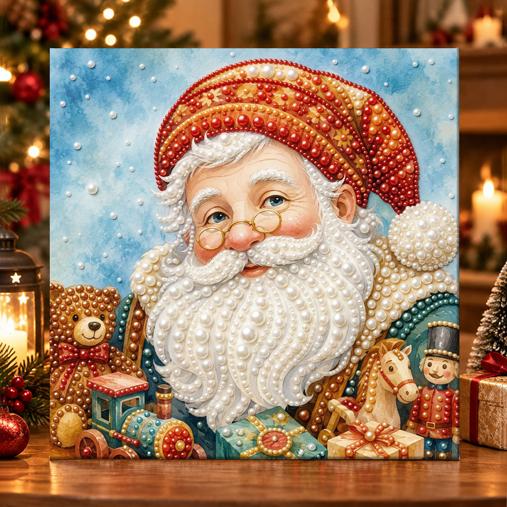 Santa with vintage christmas toys pearl diamond painting kit for beginners